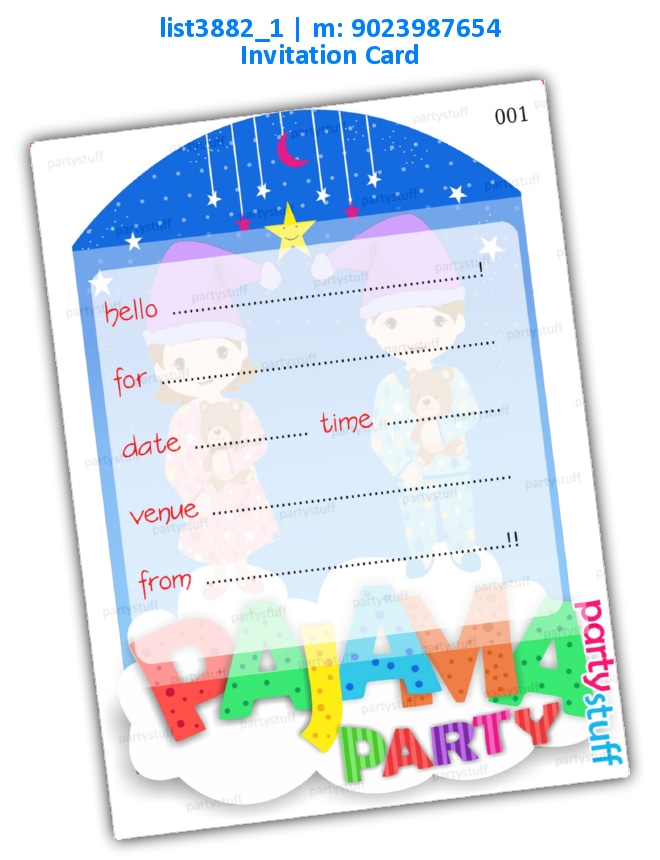 Pajama Party Invitation Card | Printed list3882_1 Printed Cards