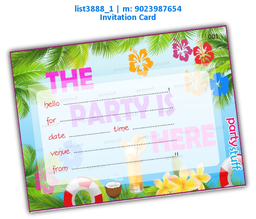 Party Invitation Card 3 | Printed list3888_1 Printed Cards