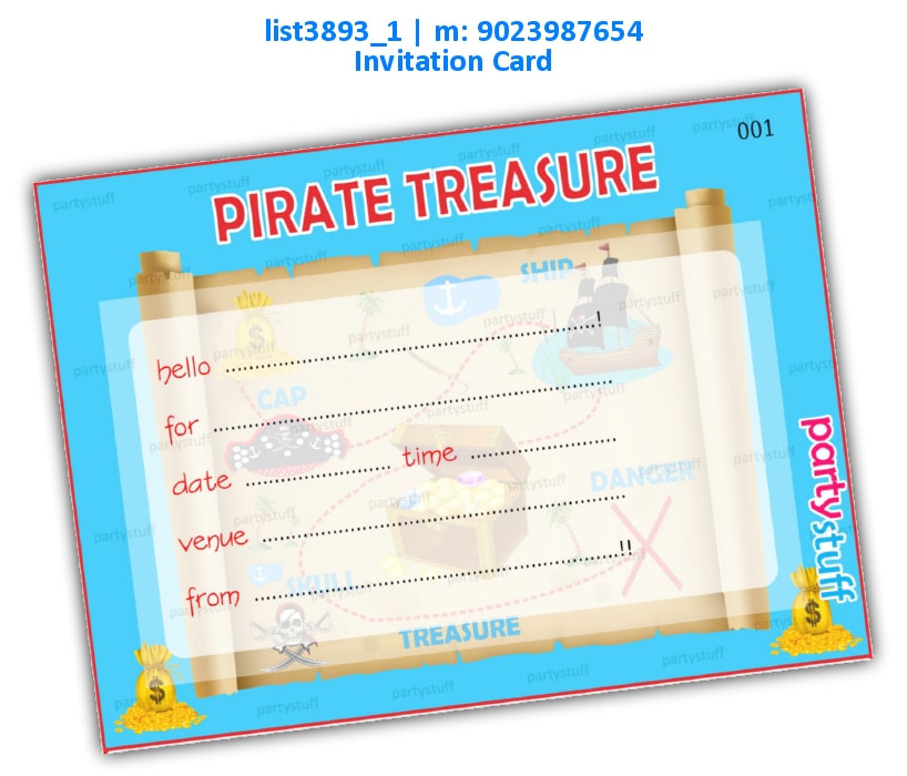 Pirates Invitation Card 2 | Printed list3893_1 Printed Cards