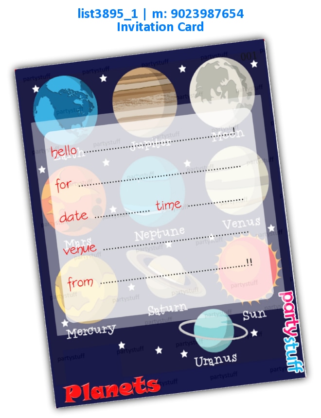 Planets Invitation Card | Printed list3895_1 Printed Cards