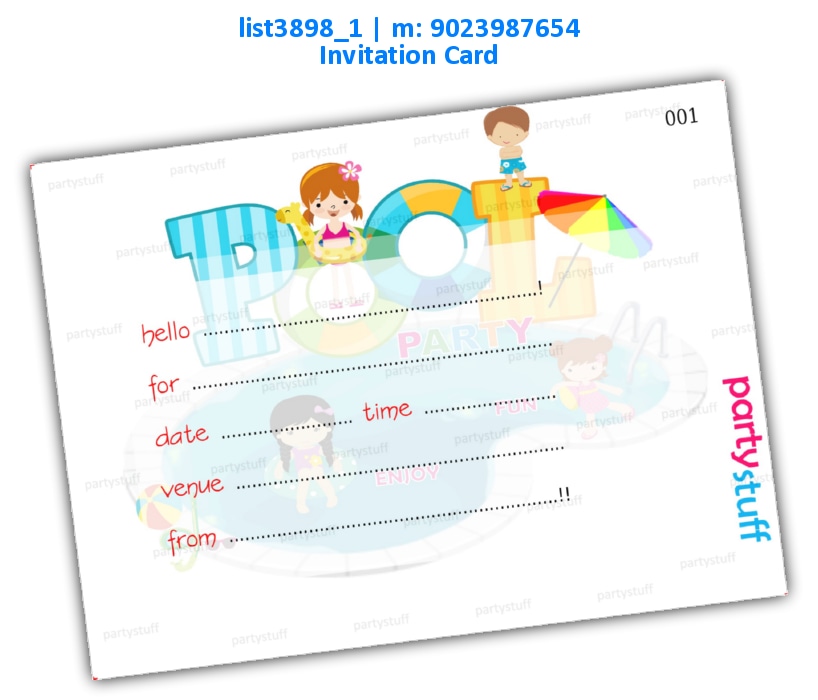 Pool Party Invitation Card | Printed list3898_1 Printed Cards
