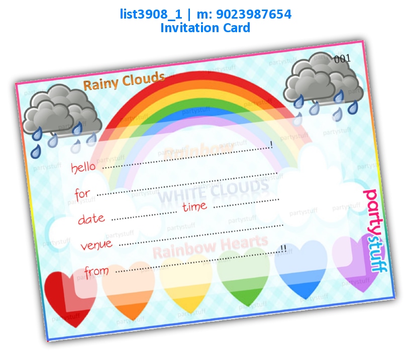 Rainbow Invitation Card | Printed list3908_1 Printed Cards