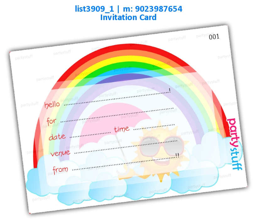 Rainbow Invitation Card 2 | Printed list3909_1 Printed Cards