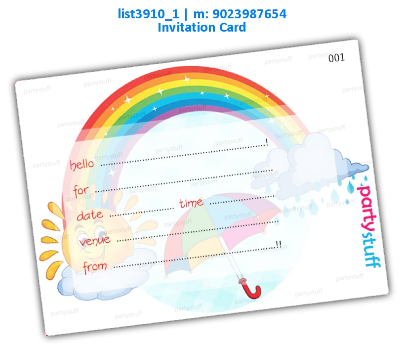 Rainbow Invitation Card 3 | Printed list3910_1 Printed Cards