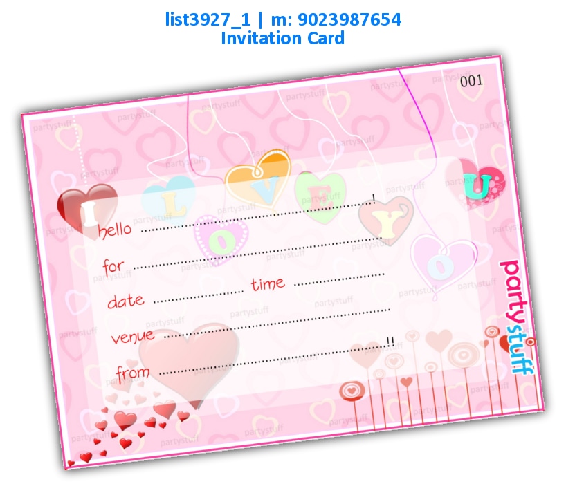 Romance Love Invitation Card 3 | Printed list3927_1 Printed Cards