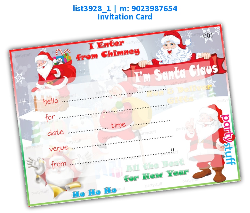 Santa Invitation Card | Printed list3928_1 Printed Cards