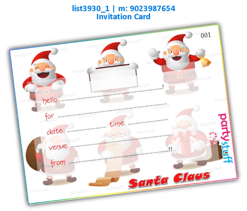 Santa Invitation Card 2 | Printed list3930_1 Printed Cards