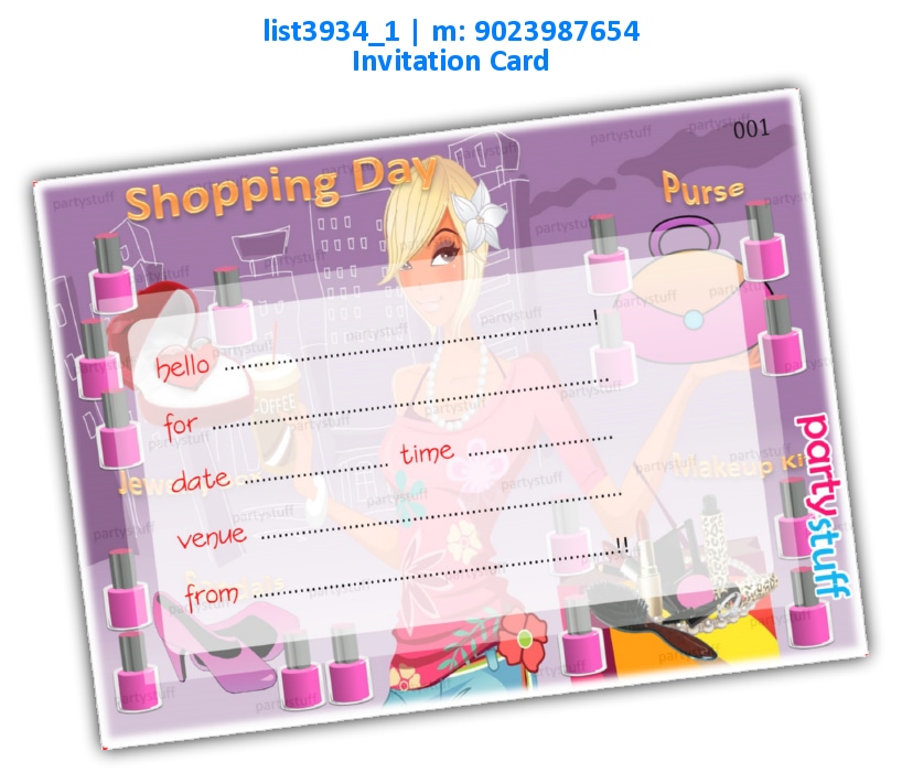 Ladies Shopping Invitation Card | Printed list3934_1 Printed Cards