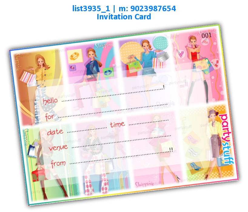 Ladies Shopping Invitation Card 2 | Printed list3935_1 Printed Cards