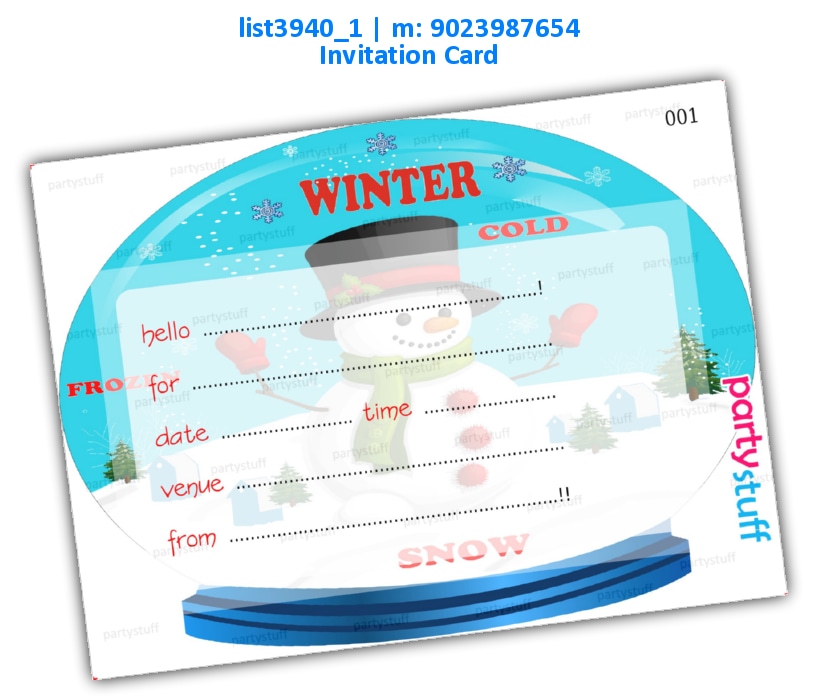 Winter Party Invitation Card | Printed list3940_1 Printed Cards