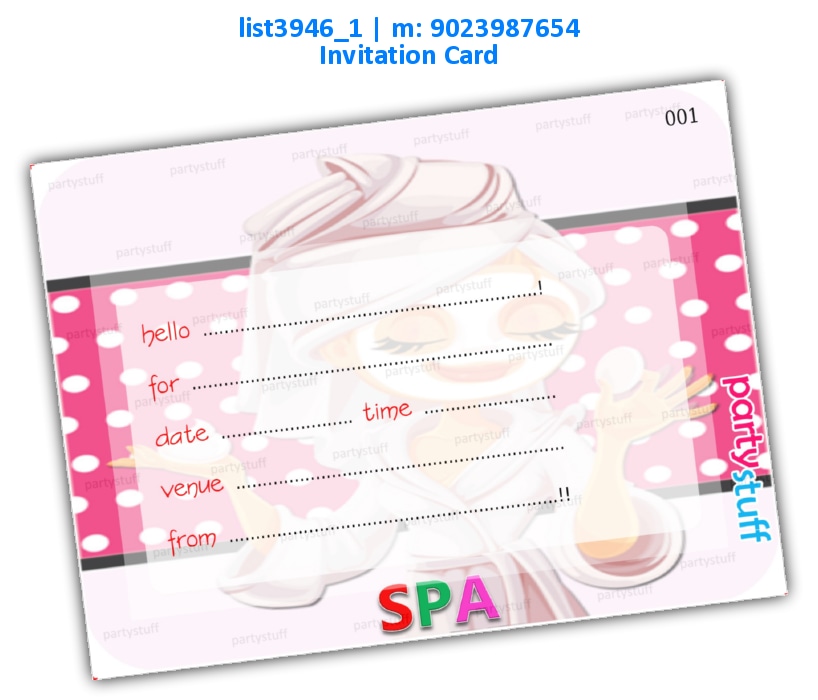 Spa Party Invitation Card 3 | Printed list3946_1 Printed Cards