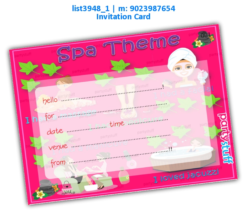 Spa Party Invitation Card 5 list3948_1 Printed Cards