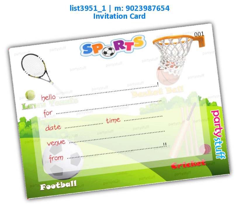 Sports Invitation Card 2 | Printed list3951_1 Printed Cards