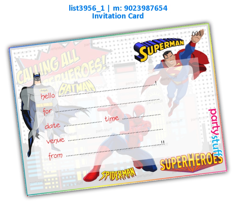 Super Heroes Invitation Card 5 list3956_1 Printed Cards
