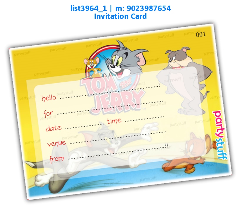 Tom Jerry Invitation Card | Printed list3964_1 Printed Cards