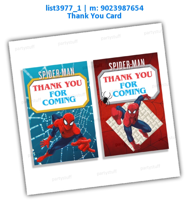 Spiderman Birthday Party Thank you Cards - Thank You Cards