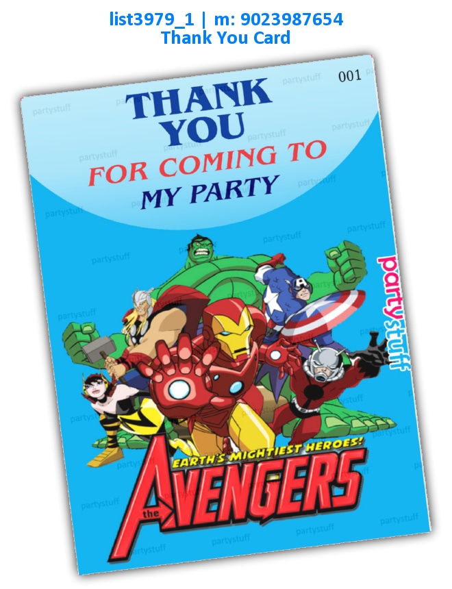 Avengers Thankyou Card | Printed list3979_1 Printed Cards
