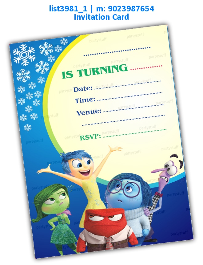 Pixar Cartoon Invitation Card | Printed list3981_1 Printed Cards