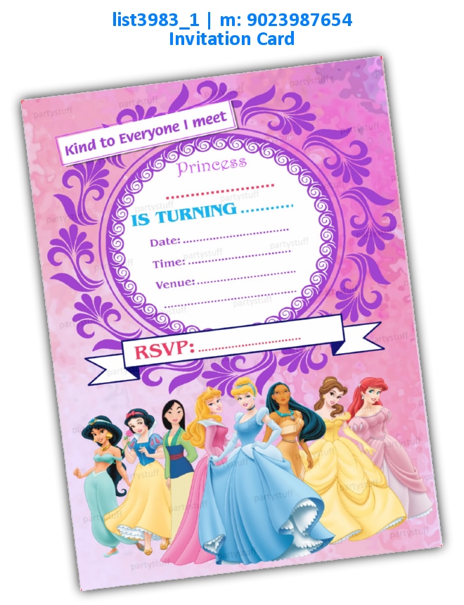 Princess Invitation Card 8 list3983_1 Printed Cards