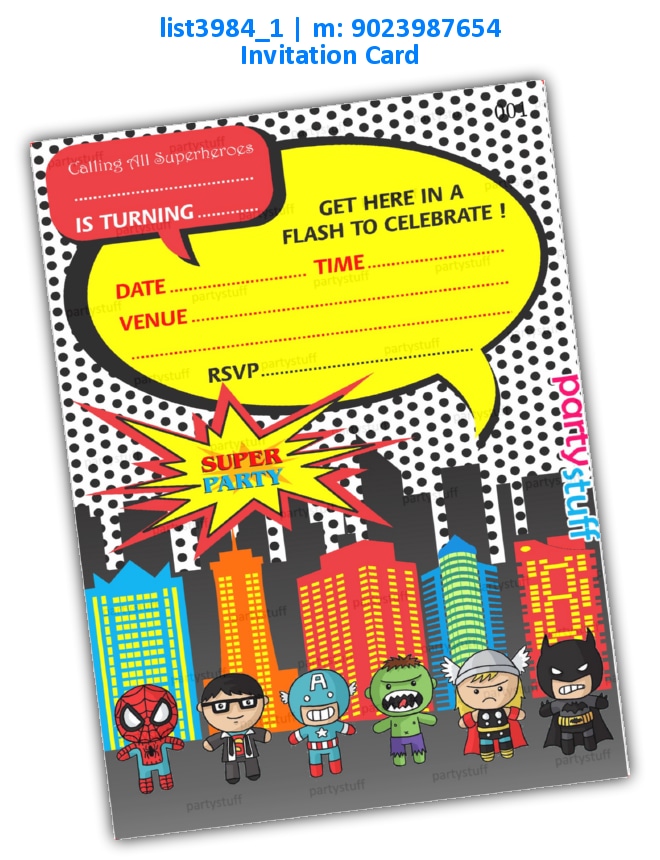Super Heroes Invitation Card | Printed list3984_1 Printed Cards