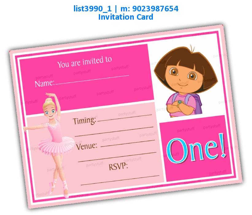 Dora Invitation Card 3 | Printed list3990_1 Printed Cards