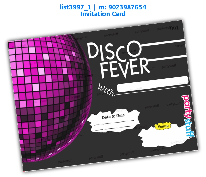 Disco Night Invitation Card 2 | Printed list3997_1 Printed Cards