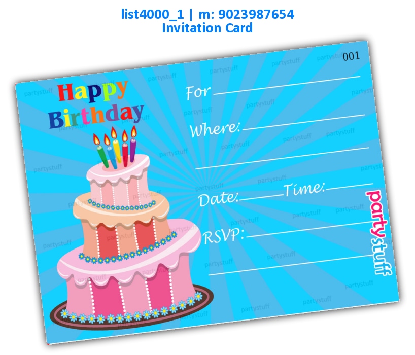 Birthday Invitation Card 15 | Printed list4000_1 Printed Cards