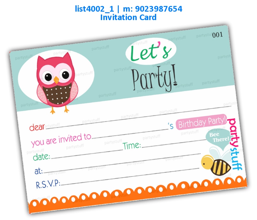 Owl Bee Invitation Card | Printed list4002_1 Printed Cards