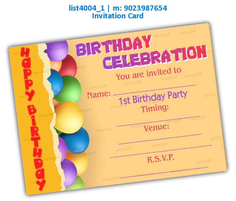 Balloon Invitation Card | Printed list4004_1 Printed Cards