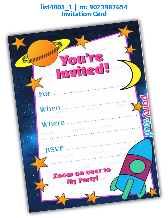 Space Astronaut Invitation Card | Printed list4005_1 Printed Cards