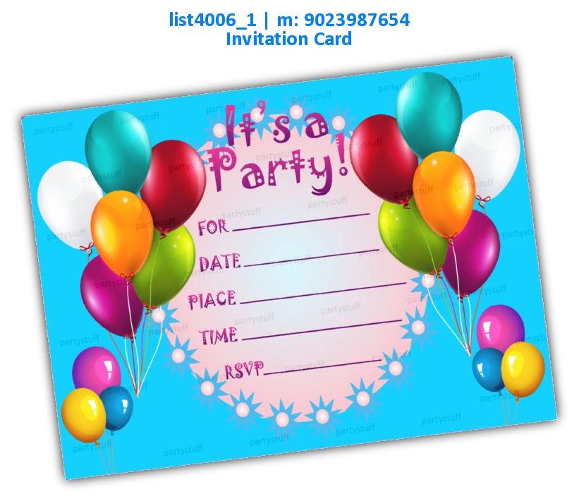 Balloon Invitation Card 2 | Printed list4006_1 Printed Cards