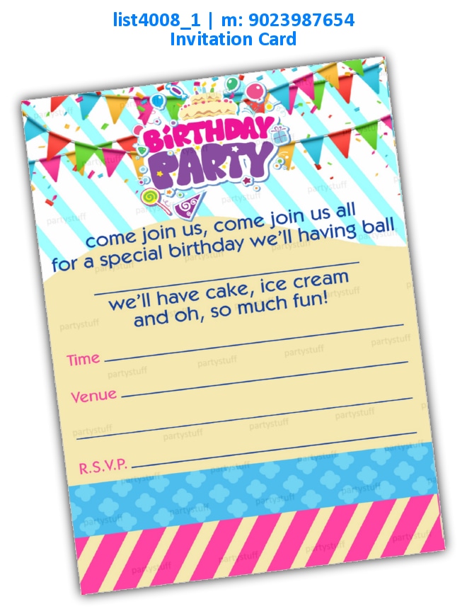 Birthday Invitation Card 16 | Printed list4008_1 Printed Cards