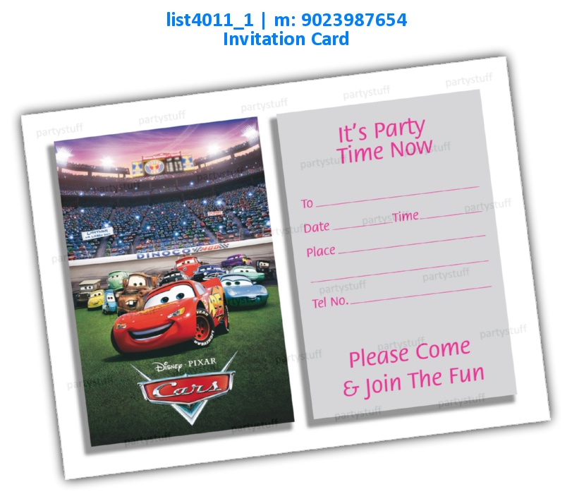 Cars Invitation Card 3 | Printed list4011_1 Printed Cards