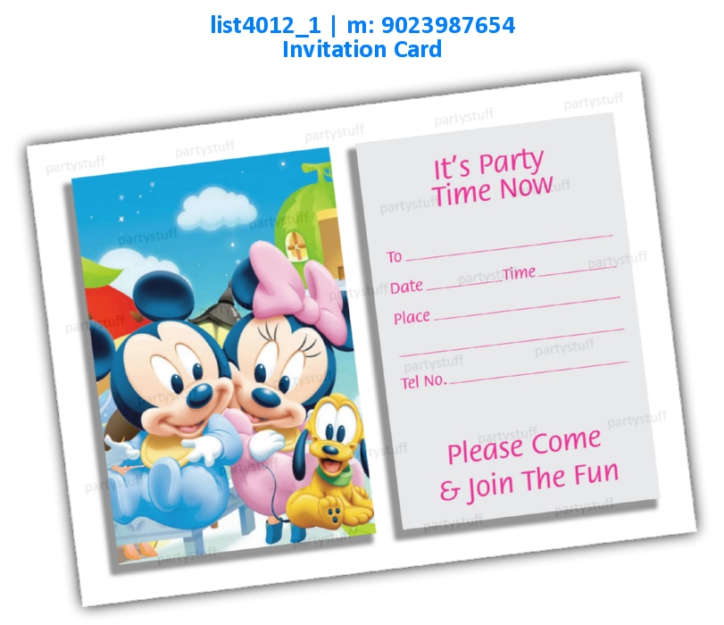 Mickey Mouse Invitation Card 2 | Printed list4012_1 Printed Cards