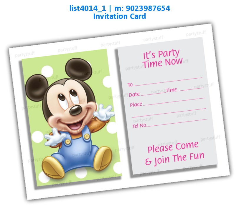 Mickey Mouse Invitation Card 4 | Printed list4014_1 Printed Cards