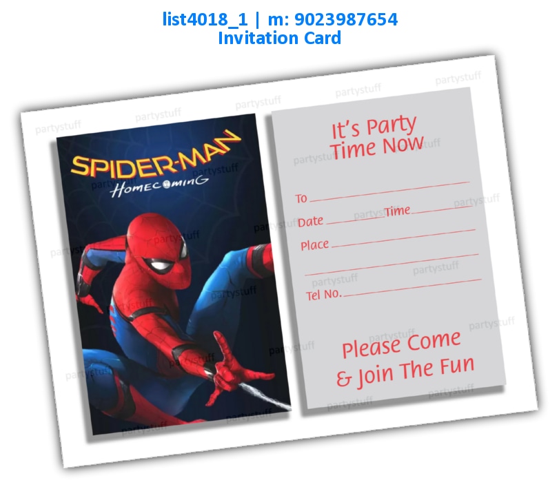 Spiderman Invitation Card 5 | Printed list4018_1 Printed Cards