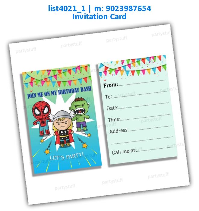 Super Heroes Invitation Card 2 | Printed list4021_1 Printed Cards