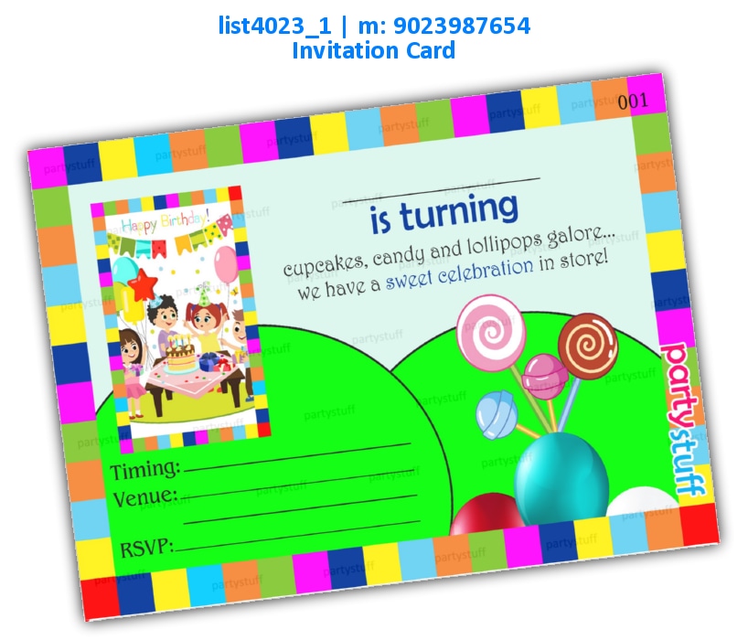 Candy Invitation Card | Printed list4023_1 Printed Cards