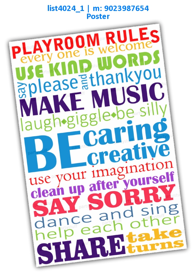 My Room Rules Poster list4024_1 Printed Decoration
