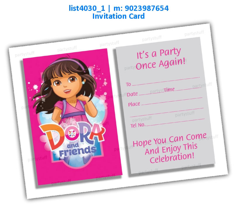Dora Invitation Card 4 | Printed list4030_1 Printed Cards