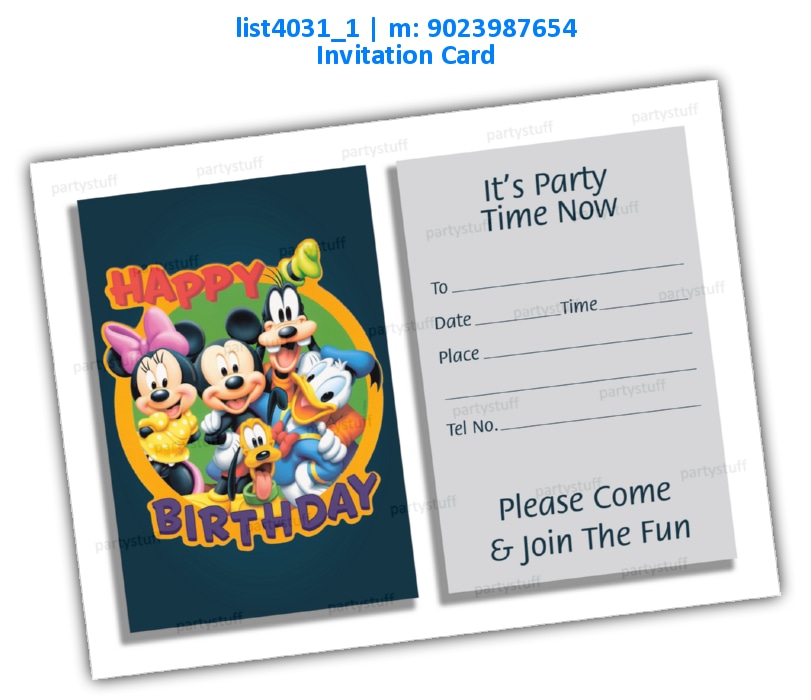 Mickey Mouse Invitation Card 5 | Printed list4031_1 Printed Cards