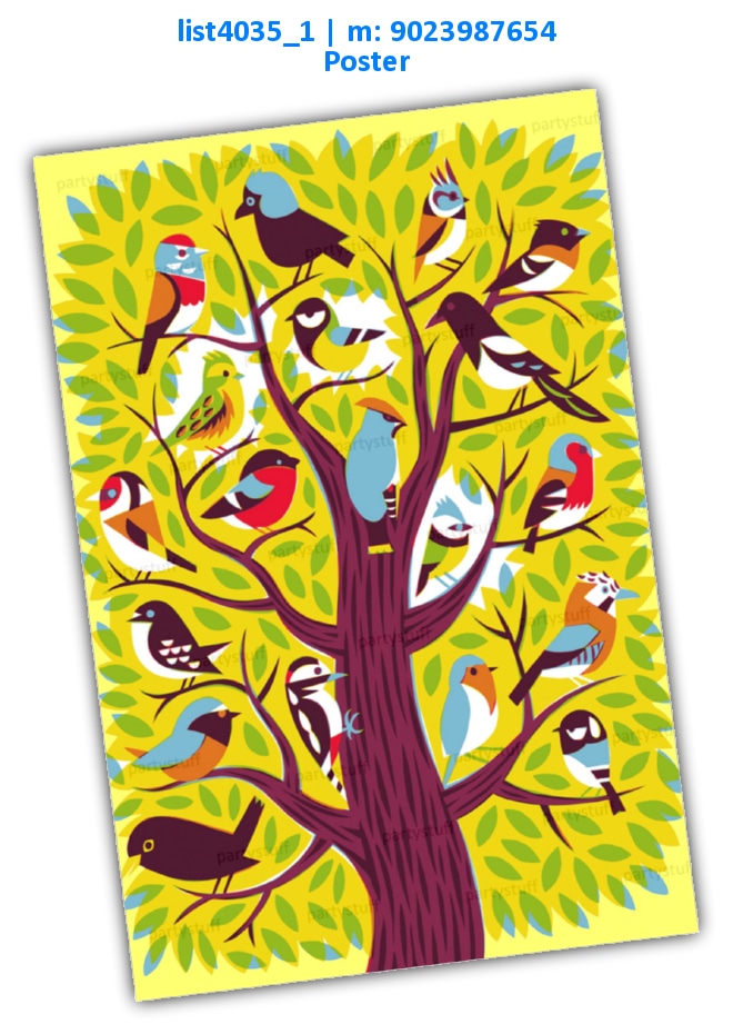 Birds Party Poster | Printed list4035_1 Printed Decoration
