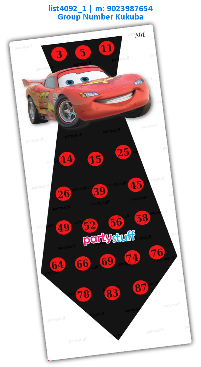 Car Tie Wearable | Printed list4092_1 Printed Tambola Housie