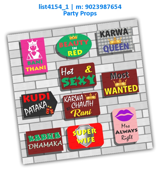 Karwachauth Party Props | Printed list4154_1 Printed Props