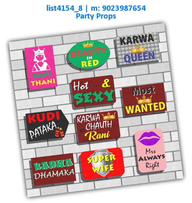 Karwachauth Party Props | Printed list4154_8 Printed Props