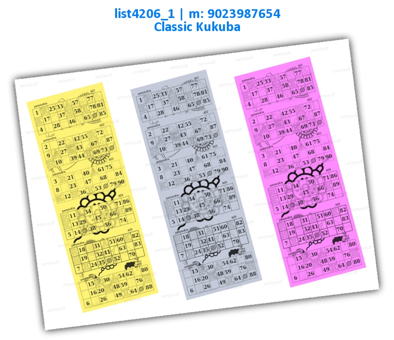 Rakhi Hexa Classic grids | Printed list4206_1 Printed Tambola Housie