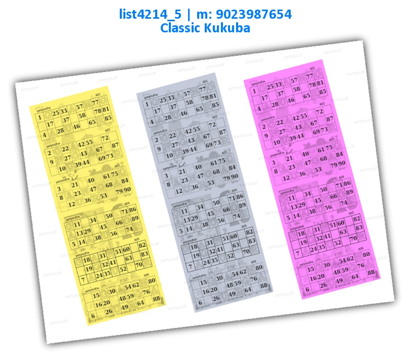 Gangaur hexa classic grids | PDF list4214_5 PDF Tambola Housie