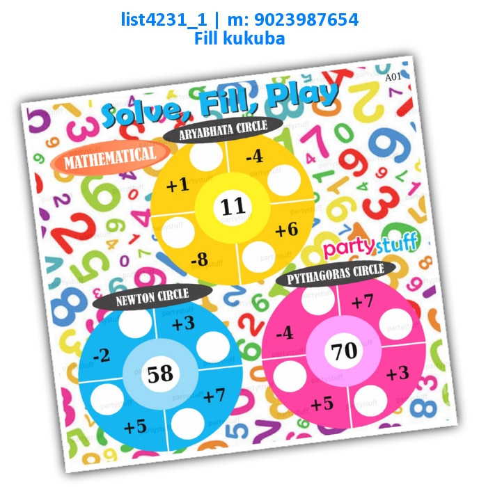 Solve Fill Play Mathematics kukuba list4231_1 Printed Tambola Housie