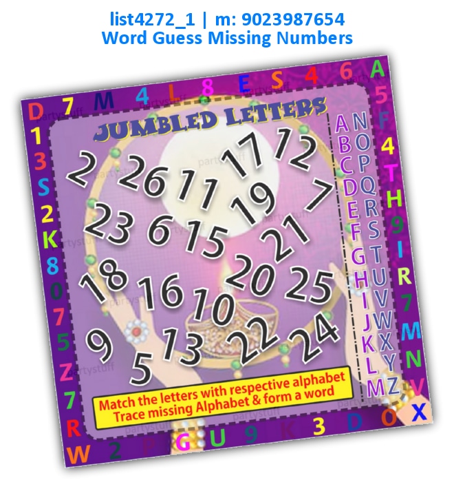 Karwachauth Guess word missing number | Printed list4272_1 Printed Paper Games