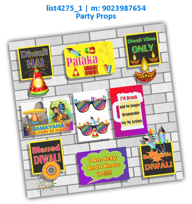 Diwali Party Props | Printed list4275_1 Printed Props
